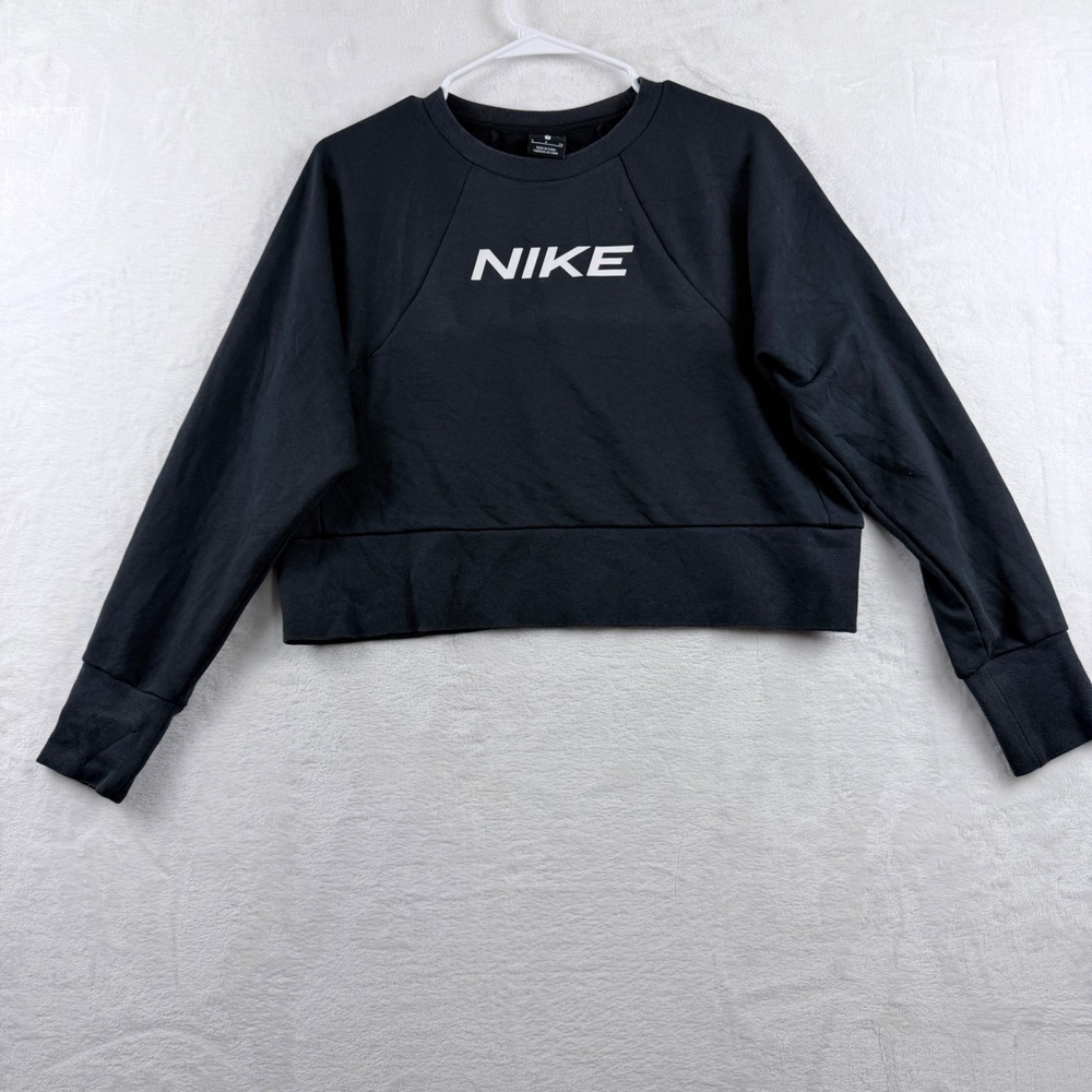 Nike Sweatshirt Cropped Dri-FIT Pullover Black Size S